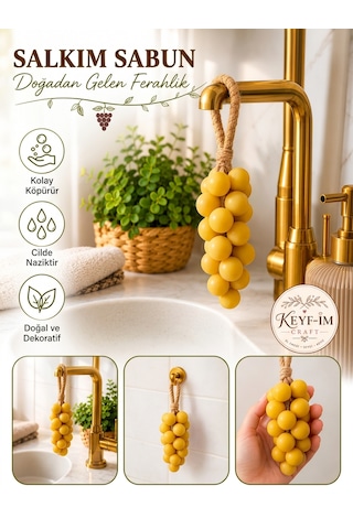Keyfim Craft El Yapımı Sarı Üzüm Tanesi Tasarımlı Banyo Ve Dekoratif Sabun Doğal