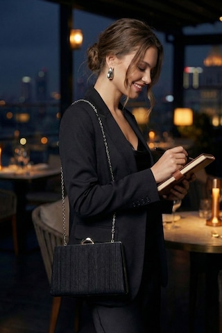 Vivazzaluxe Simli Abiye Düğün Nişan Kadın Clutch Çanta Siyah