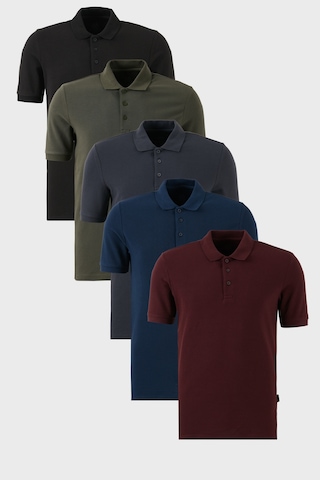 Buratti Pamuklu Regular Fit Düğmeli Polo Yaka 5'Li Paket Erkek T Shirt 5902127S5 Siyah-Vişne-Antrasit-Haki-Indigo