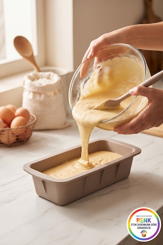 Silikon Baton Kek Kalıbı Dikdörtgen Yapışmaz Kolay Çıkan Ekmek Kek Pasta Kalıbı 27x14x7 Cm Çok Renkli
