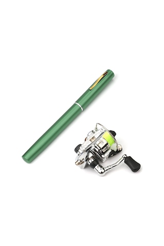 Teltree Yeşil Çelik Fiber Gömlek İçin Balıkçılık Seti - 1m Uzunluk, 4.3:1 Dişli Oranı, 2+1 Tekerlekli Mini Makara Yeşil