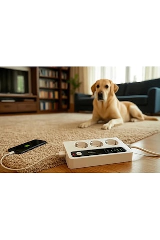 Vtn-p10 3x Priz 3000w Akım Korumalı 4x Usb 2x Type-c Girişli Çoklu Priz 2 M