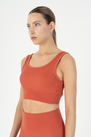 Maraton Slimfit Kadın Düz Yaka Kiremit Bra Kiremit