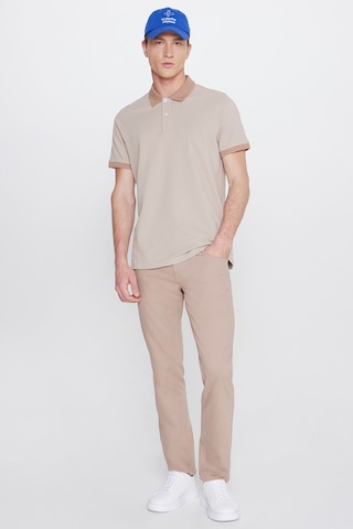 AC&Co / Altınyıldız Classics Erkek Bej-vızon %100 Pamuk Slim Fit Dar Kesim Polo Yaka Tişört