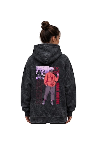 Sevbano Ken Kaneki Tokyo Ghoul Anime Baskılı Unisex Oversize Premium Yıka Siyah