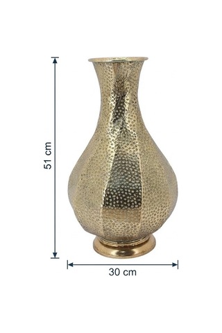 Panalı Metal Dekpratif Vazo 51 X 30 Cm Altın