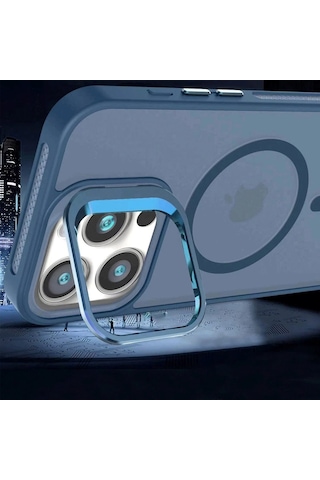 Apple Uyumlu iPhone 11 Kılıf Armor Seri Magsafe Stand Özellikli Kamera Lensli Kapak Lacivert