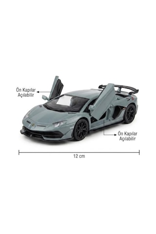 Hobbiez Lisanslı Lamborghini Aventador Kapıları Açılabilir Model Diecast 1.36 Ölçek Metal Model Araç Gri