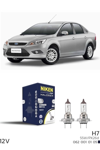 Ford Focus 2,5 2008-2011 Kısa Far Ampulü H7 Halojen Ampul 12v 55w 2 Adet 3200k Güçlü Net Işık Yasal