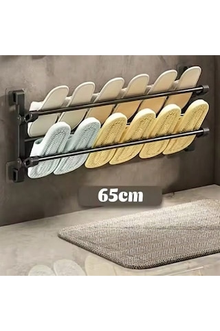 Sn-30748 Siyah Duvara Monte 65 Cm Çok Amaçlı Pratik Terlik Ayakkabı Ve Havlu Düzenleyici Diğer
