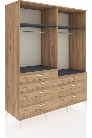 Kronos Gardrop 4 Raflı 7 Çekmeceli 2 Askılı 176x59x221 Çam-antrasit/çam Antrasit/çam