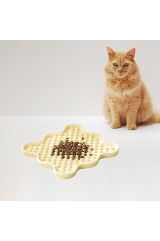 Suntek Köpek Yavaş Besleme Kabı Taşınabilir Evcil Beyaz