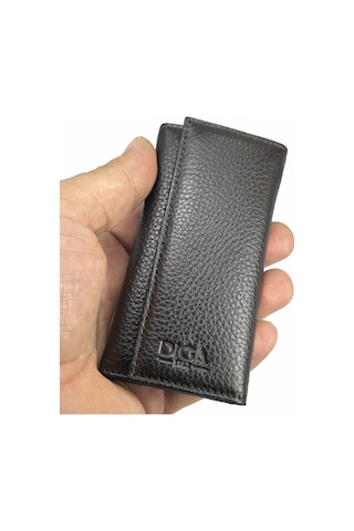 Hakiki Deri Organizer Dikey Anahtarlık Kahve Bronz