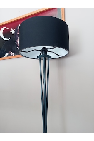 Ahşap Lambader Köşe Lambası Siyah Gri Başlık