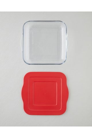 English Home Bake&serve Cam Kapaklı Kare Fırın Kabı 27 Cm Kırmızı Kırmızı