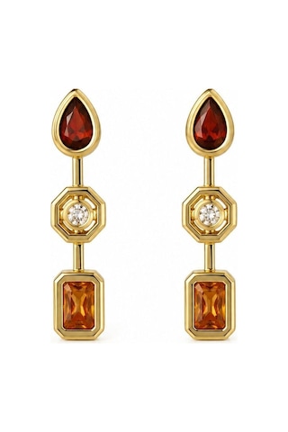 Taşlı Sallantılı Küpe -625 Gold
