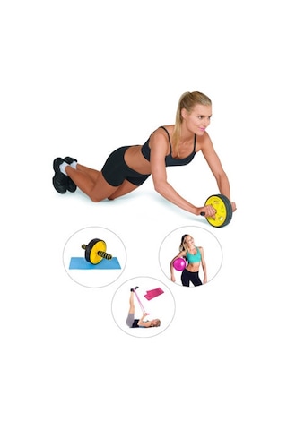 Spor Byfit Karın Kası Egzersiz Tekeri + Denge Topu + Band