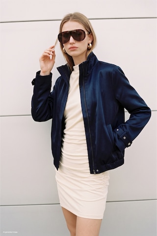 Sateen Saten Bomber Ceket - Lacivert-137934