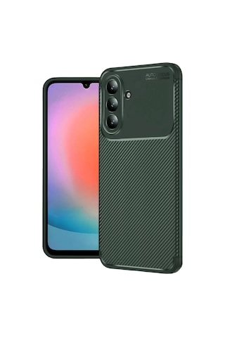 Newface Samsung Uyumlu, Galaxy S26 Plus Auto Focus Karbon Kapak - Koyu Yeşil