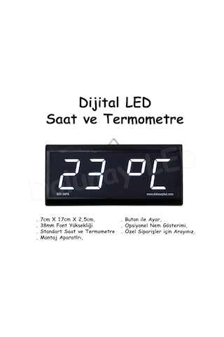 Dijital Saat Termometre 38Mm Beyaz