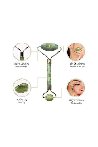 9043846271952 - Buffer Özel Süngerli Kutusunda Kırılmaz Çift Taraflı 2li Cilt Yüz Masaj Aleti Jade Roller Yeşim Taş
