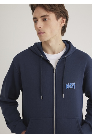 Mavi - Mavi Logo Baskılı Fermuarlı Lacivert Sweatshirt 0611715-70490 Lacivert