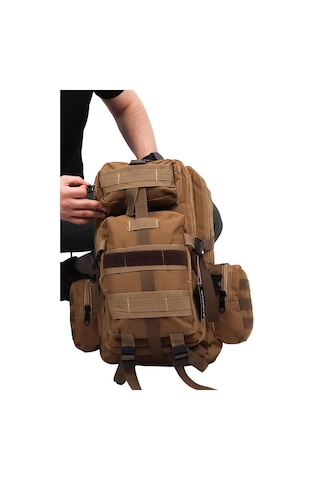 42 Lt Bej Cırtlı Yan Cepli Tactical Sırt Çantası -outdoo Bej