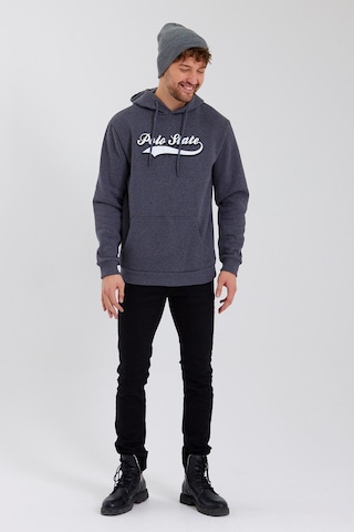 Polostate Erkek 3 İplik Pamuklu İçi Polarlı Baskılı Regular Fit Kapüşonlu Kanguru Cepli Antrasit Sweatshirt Antrasit