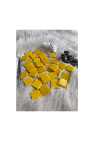 Sanatsal Mozaik Sarı 2,5x2,5cm Mozaik Sanatı Malzeme 100gr