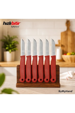 Bymyhand Kırmızı Meyve Bıçağı 6'lı Set Metal