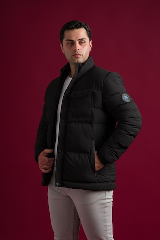Slimfit Çıtçıt Ve Fermuar Kapamalı Dik Yaka Kolları Lastikli Astarlı Yan Cepli Erkek Kısa Mont 001