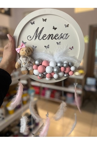 Kız Bebek Ayıcıklı Bubble Kapı Süsü-hastane Odası Kapı Süsü Gümüş - Pembe