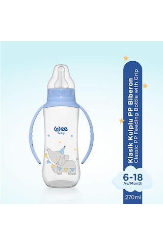 Wee Baby Klasik Kulplu PP Biberon 270 ML Mavi