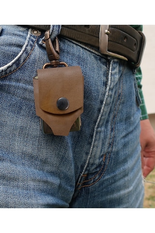 Sermo - Hakiki Deri El Yapımı Zippo Çakmak Kılıflı - Kahve  Kanca