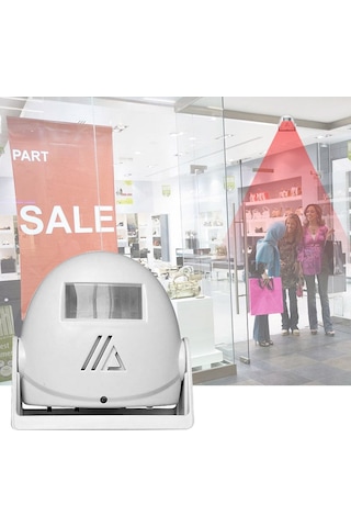 Geeksen Kablosuz Kapı Zili - Hareket Sensörlü, 3 Modlu, 8 Metre Algılama, 80db Sesli Beyaz