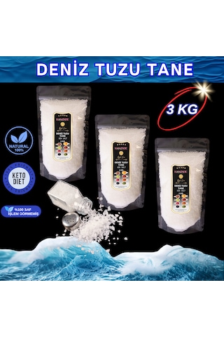 Hanzade Bitkisel Saf Deniz Tuzu Tane Granül İyot İlavesiz 3 x 1 KG