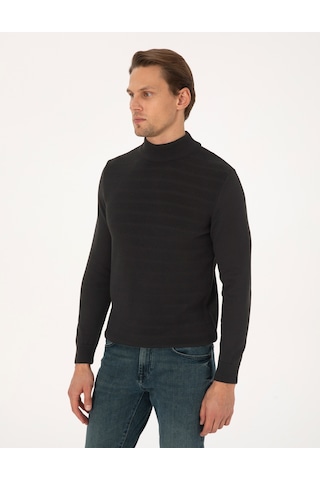Pierre Cardin Siyah Slim Fit Yarım Balıkçı Yaka Triko Kazak 50315912-vr046
