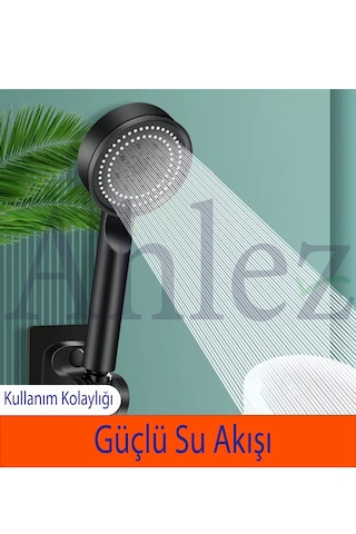 Maxima Krom Turbo 5 Fonksiyon Duş Başlığı Ve Duş Hortumu Duş Seti Krom