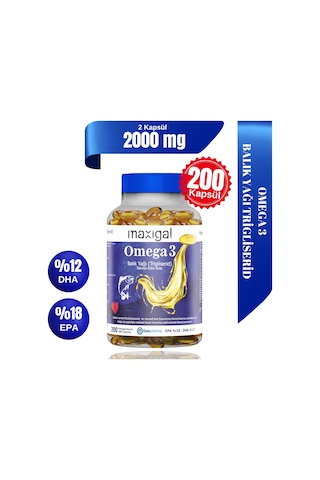 Maxigal Omega-3 Balık Yağı 200 Kapsül