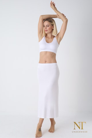 Nt Underwear Bambu Uzun Etek Astarı, Maxi Jupon Doğal Kumaş, Modern Kalıp. Beyaz