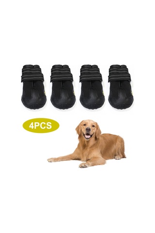 Qingmipy Köpekler İçin Dışarıda Kullanım Botları - Su Geçirmez, Kaymazlı, Havalandırmalı, Yansıtıcı 4 Numara