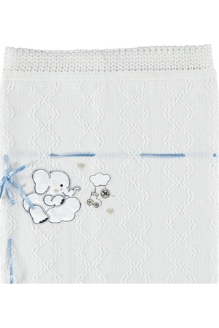 Triko Bebek Battaniye Fil Nakışlı Kaliteli Kumaş Hediyelik Bebek Mavi