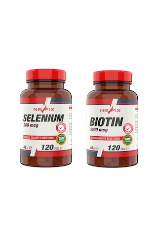Nevfix Selenium 200 Mcg 120 Tablet Biotin 5000 Mcg 120 Tablet