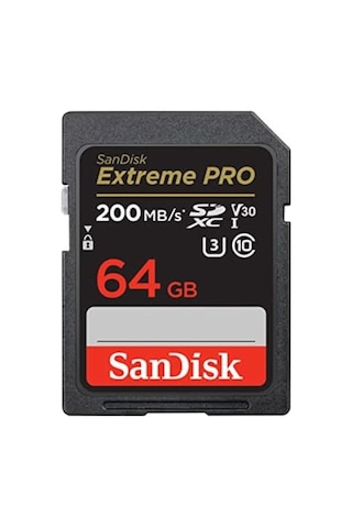 Extreme Pro Sdxc Uhs-ı Hafıza Kartı 64 Gb V30, Aktarım Hızı 200 Mb/sn, U3, 4k Uhd Videolar, Sandisk Quickflow Tekn