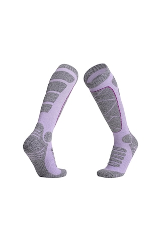 Geeksen Kadınlar İçin Knee-high Kayak Çorabı, Yumuşak Pamuk, Hızlı Kuruyan, Ventile Edici, Kompresyon Sağlar - Mor 35-39 Numara Mor