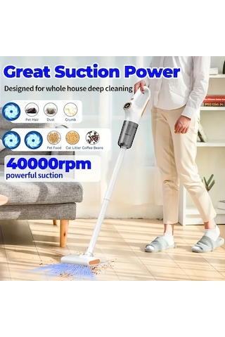 Fochsia White 6000pa Güçlü Emişli Elektrikli Süpürge 3 2000mah Lityum Pil Ön Temizleme Paspas Tüm Zemin Halı Koltuk Araç İçi Ofis Taşınabilir