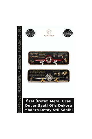 Özel Üretim Metal Uçak Duvar Saati Ofis Dekoru Modern Detay Stil Sahibi