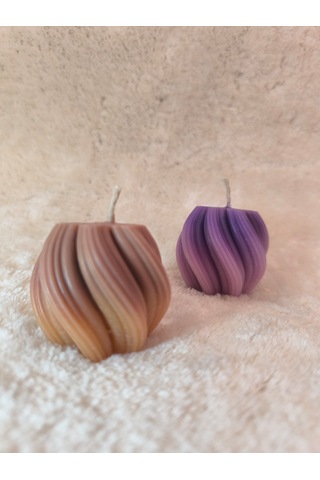 Dalga Desenli Dekoratif Mum, Renk Geçişli, Kahverengi Ve Tonları Kahverengi