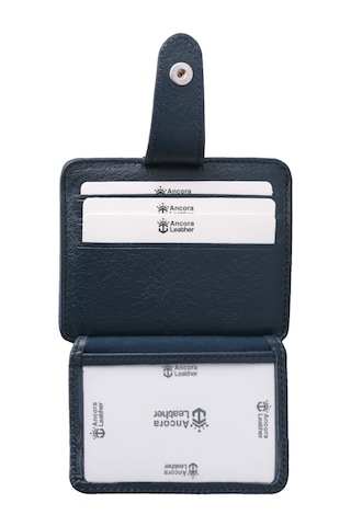Ancora Leather Hakiki Deri Çıtçıtlı-para Bölmeli Kartlık Lacivert-26209
