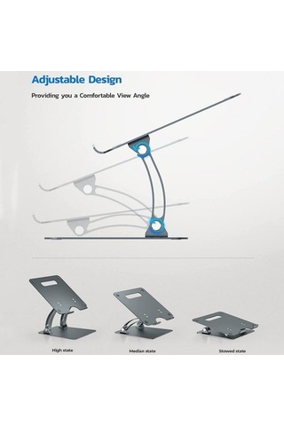 Ebitda Alüminyum Ayarlanabilir Isı Standı, 16'' Dizüstü Bilgisayar İçin Dayanıklı Masaüstü Braketi